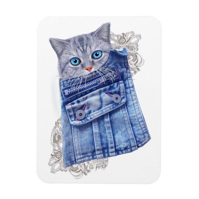 Magnet Flexible Denim Jean poches, chatons et dentelle (Vertical)