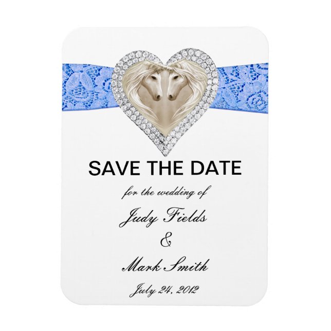 Magnet Flexible Dentelle Bleue Unicorne Enregistrer l'aimant Date (Vertical)