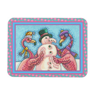 MAGNET FLEXIBLE DES FLAMANTS ROSES ROSES FABRIQUENT DE LA NEIGE, D