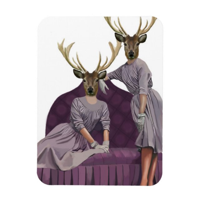 Magnet Flexible Des jumeaux de cerfs en robes violettes.jpg (Vertical)