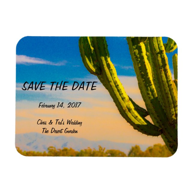 Magnet Flexible Desert Cactus Blue Sky Wedding Enregistrer la date (Horizontal)
