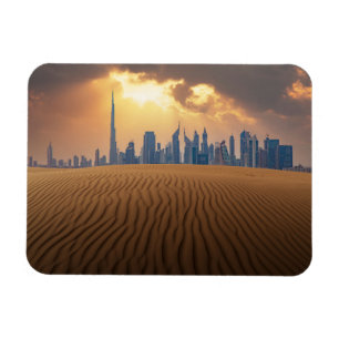 Magnet Flexible Deserts   Dubai's Skyline View from Sand Dune