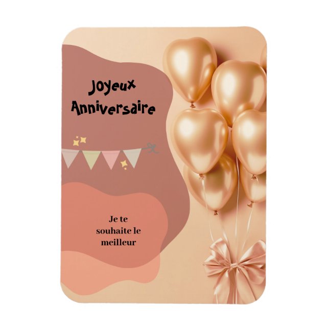 Magnet Flexible Design ballons dorés joyeux avec texte modifiable (Vertical)