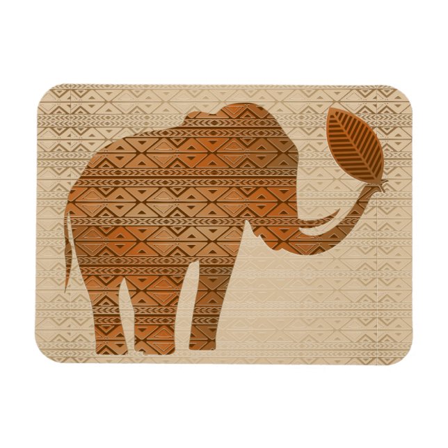Magnet Flexible Design d'art tribal des éléphants (Horizontal)