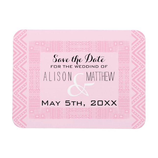 Magnet Flexible Design ethnique Mariage rose Enregistrer la date M (Horizontal)