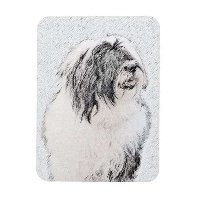 Magnet Flexible Dessin de collie à oreilles - Joli art original de (Vertical)