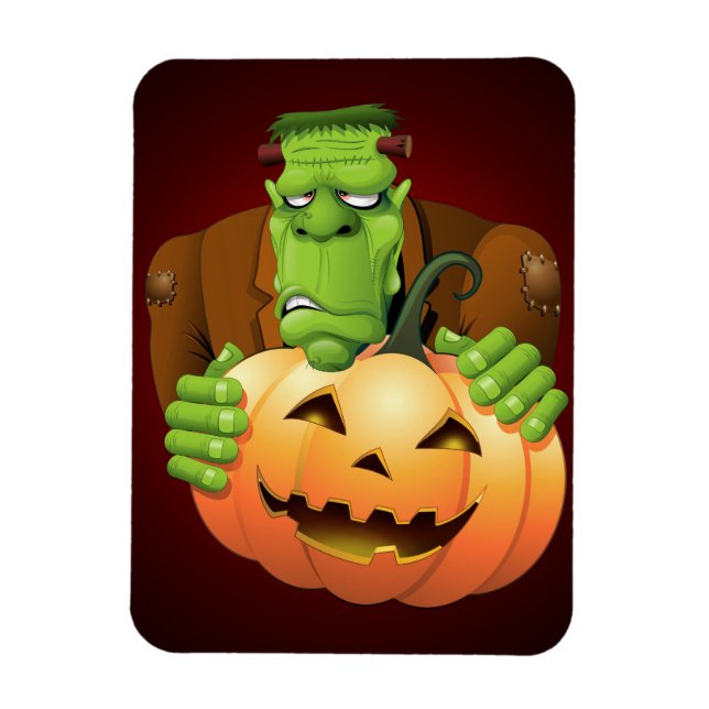 Magnet Flexible Dessin de Frankenstein Monster avec Citrouille (Vertical)