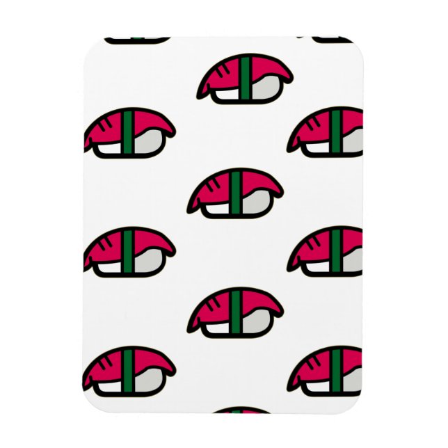 Magnet Flexible Dessin Kawaii Sushi, Riz de Poisson et Algues (Vertical)