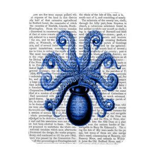 Magnet Flexible Dessous bleu vintage du poulpe 1