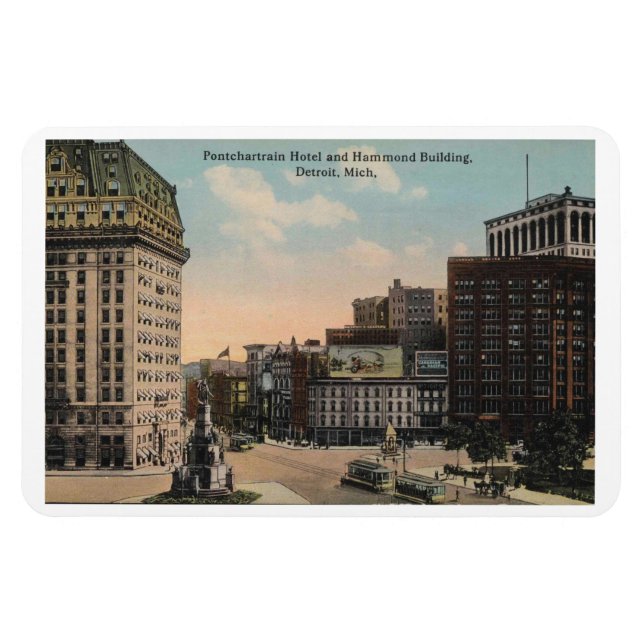 Magnet Flexible Detroit MI, Hôtel Pontchartrain, Immeuble Hammond (Horizontal)