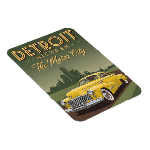 Magnet Flexible Détroit vintage Michigan la ville automobile