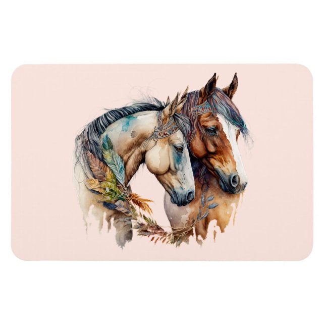 Magnet Flexible Deux beaux chevaux Boho occidental (Horizontal)