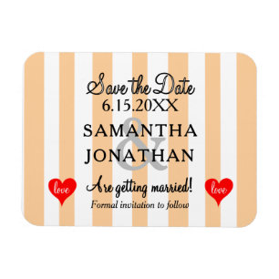 Magnet Flexible Deux cœurs Sandy Beach rayures blanches Mariage