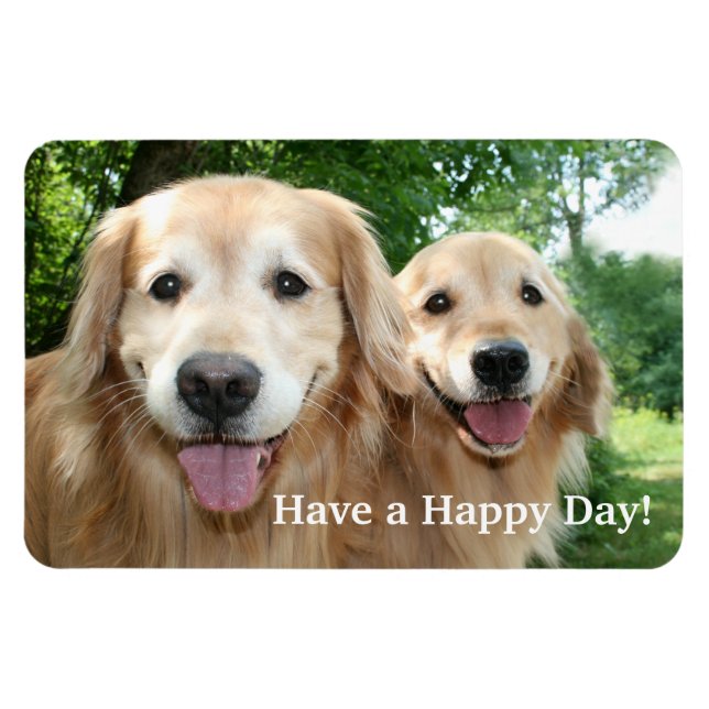 Magnet Flexible Deux Joyeux Chiens D'Excursion D'Or Dehors (Horizontal)
