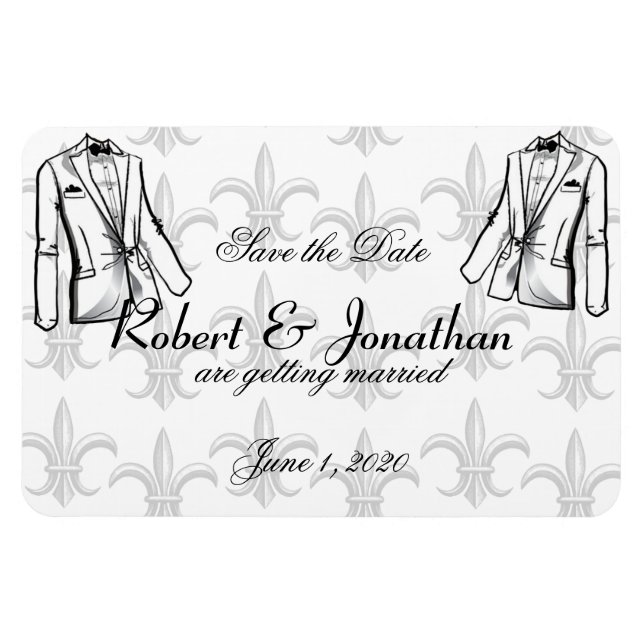 Magnet Flexible Deux mariage gay de Tuxedo Groom Enregistrer la da (Horizontal)