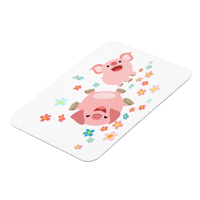 Magnet Flexible Deux mignons cochons de caricature dans le aimant  (Côté Gauche)