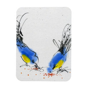 Magnet Flexible Deux petits titmouses picotant le grain.