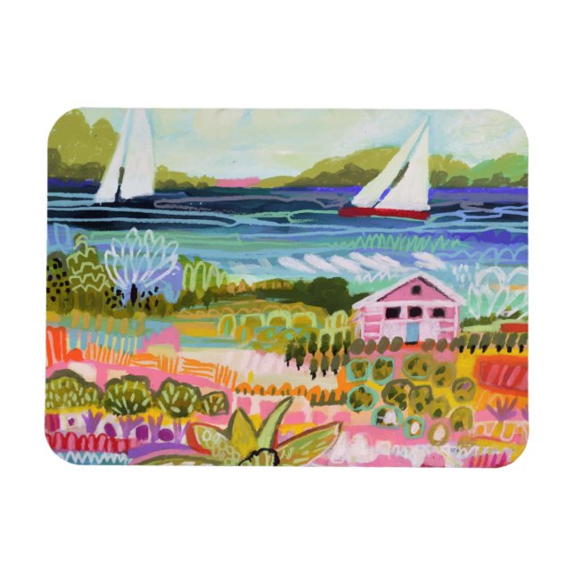 Magnet Flexible Deux voiliers et chalet (Horizontal)