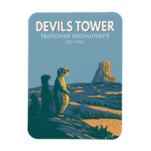 Magnet Flexible Devils Tower Monument national Prairie Chien Vinta