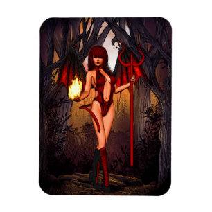 Magnet Flexible Diable Femme En Rouge