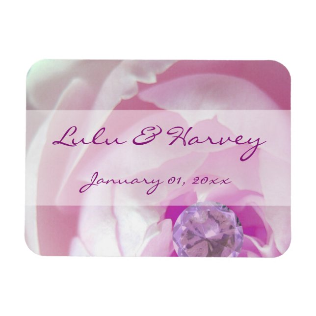 Magnet Flexible Diamant dans un Rose rose Mariage personnel (Horizontal)