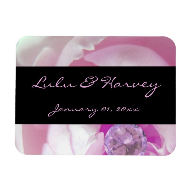 Magnet Flexible Diamant en rose rose Mariage personnel (Horizontal)
