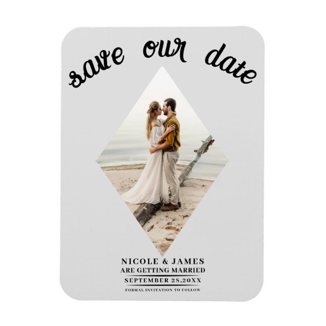 Magnet Flexible Diamant gris clair photo mariage Enregistrer la da (Vertical)