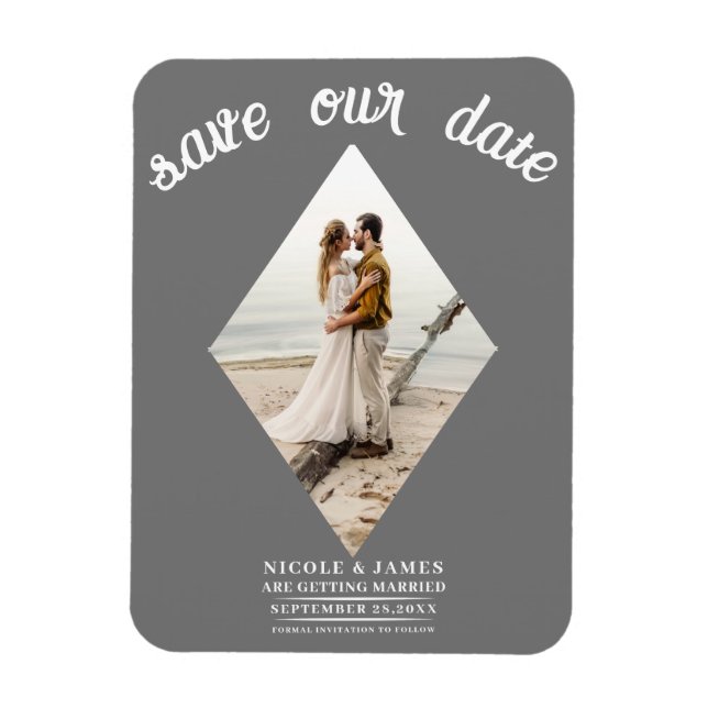Magnet Flexible Diamant gris foncé photo mariage Enregistrer la da (Vertical)