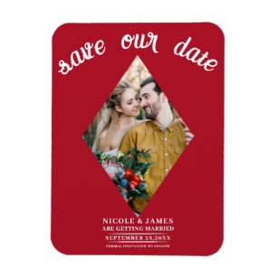 Magnet Flexible Diamant rouge photo mariage Enregistrer la date