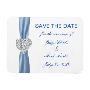 Magnet Flexible Diamond Coeur Bleu Mariage Enregistrer La Date Mag
