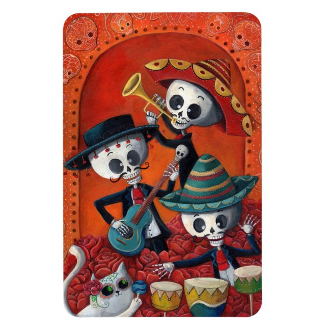 Magnet Flexible Diaz de Los Muertos Skeleton Mariachi Trio (Vertical)