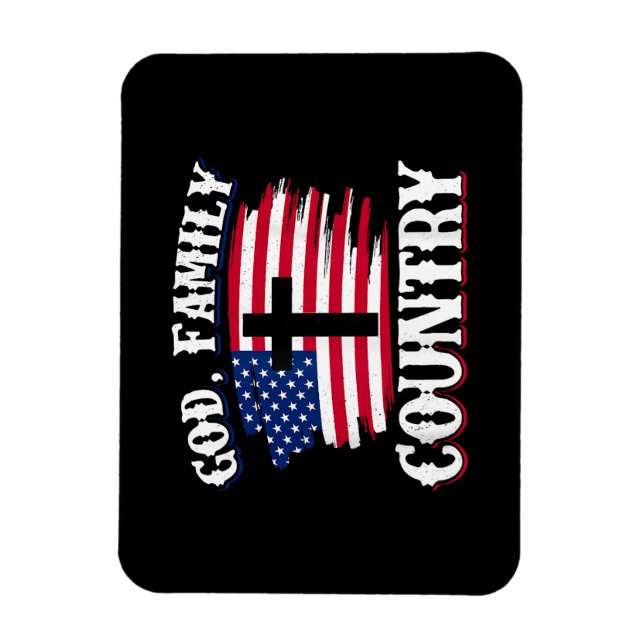 Magnet Flexible Dieu Famille Pays American Drapeau Croix Christian (Vertical)