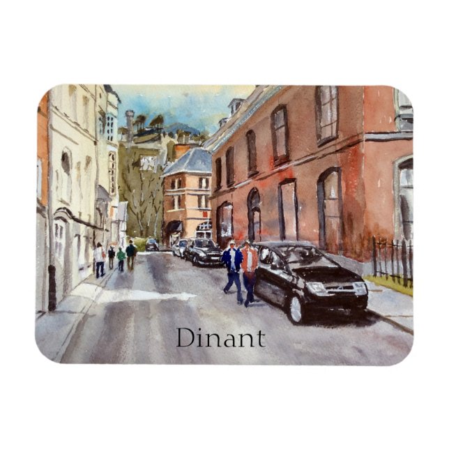 Magnet Flexible Dinant Belgique Street Scene aquarelle (Horizontal)