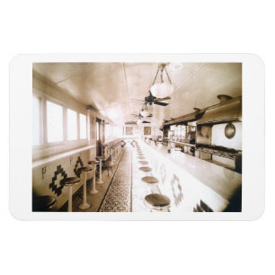 Magnet Flexible Diner Interior, 1920s Deco Vintage Postcard