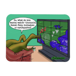 Magnet Flexible Dinosaures sur le changement climatique, caricatur