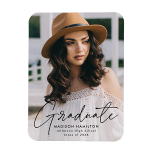 Magnet Flexible Diplômé moderne noir Script photo graduation