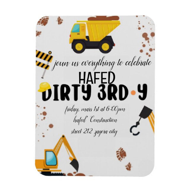 Magnet Flexible Dirty 3e année Troisième anniversaire Invitation (Vertical)