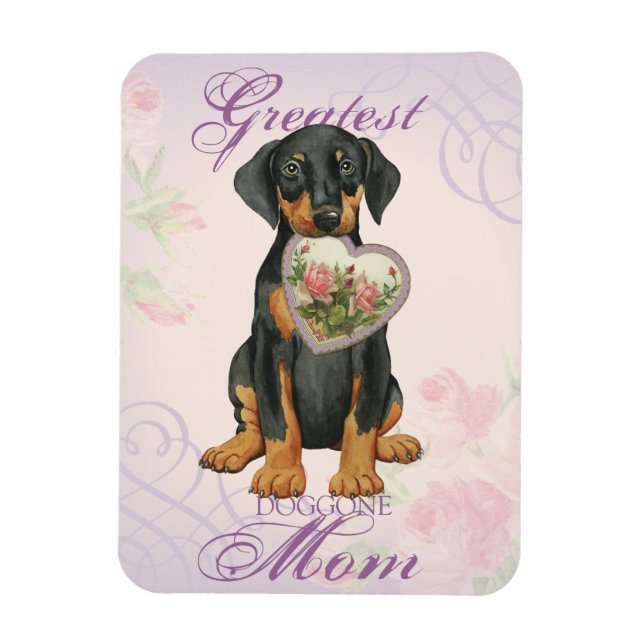 Magnet Flexible Doberman Pinscher Heart Mom (Vertical)