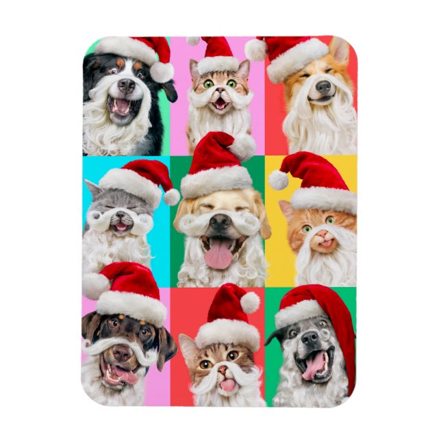 Magnet Flexible Dogs and Cats with Santa Beard (Vertical)