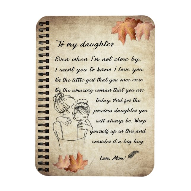 Magnet Flexible Don de fille | Lettre À Ma Fille De Maman (Vertical)