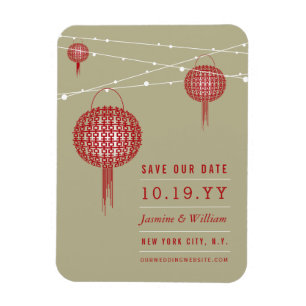 Magnet Flexible Double Bonheur Red Lanterns Asiatique Enregistrer 