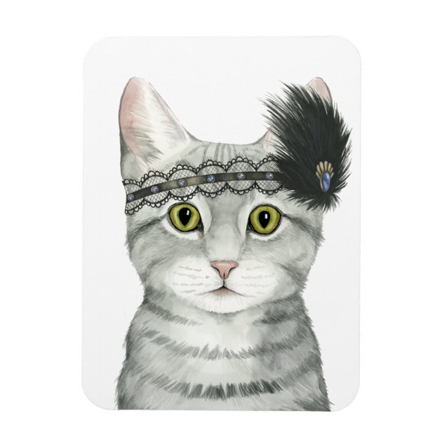 Magnet Flexible Downton Cat | Bejewted With Lace (Vertical)