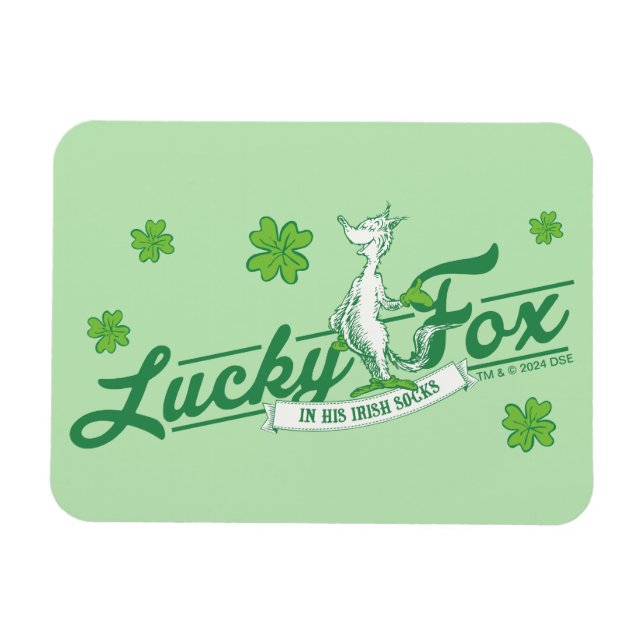 Magnet Flexible Dr Seuss | Lucky Fox Dans Ses Chaussettes Irlandai (Horizontal)