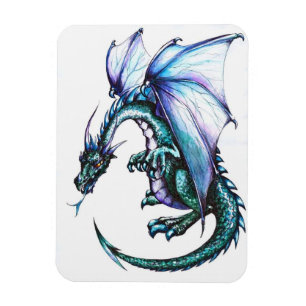 Magnet Flexible Dragon bleu 3"" aimant de la photo x4