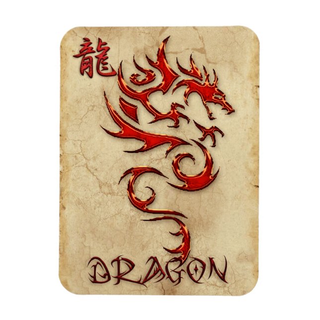 Magnet Flexible Dragon tribal à look métallique flamboyant 4 Magne (Vertical)