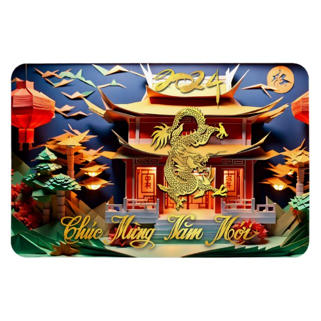 Magnet Flexible Dragon vietnamien Nouvel An 2024 Temple FlexM (Horizontal)