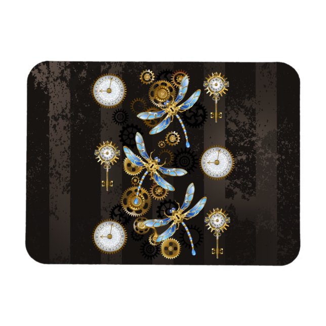 Magnet Flexible Dragonflies de Steampunk sur arrière - plan rayé b (Horizontal)