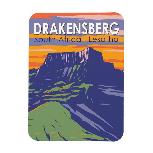 Magnet Flexible Drakensberg Afrique du Sud Lesotho Travel Art Retr (Vertical)