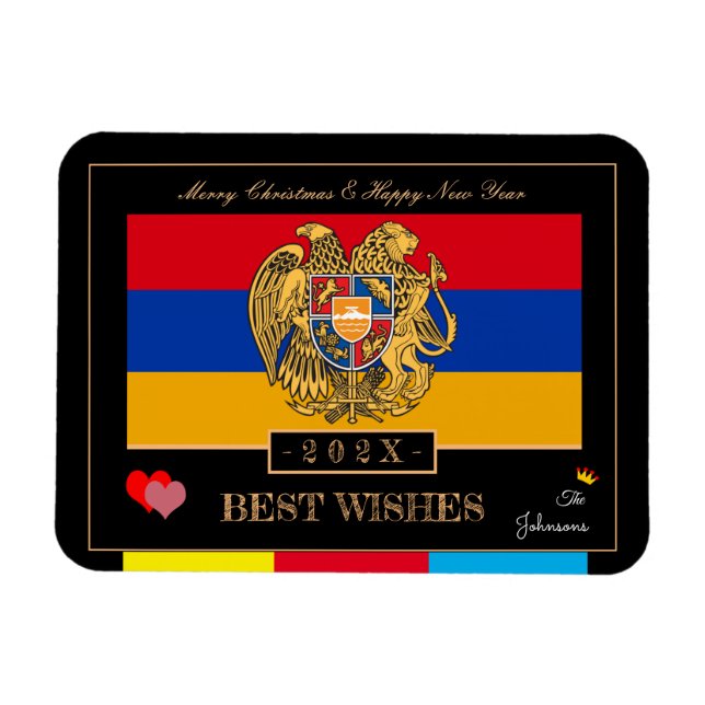 Magnet Flexible Drapeau arménien 2026 et bonne année, Arménie (Horizontal)