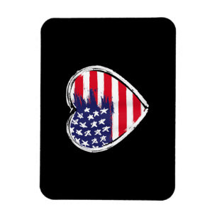 Magnet Flexible Drapeau Coeur US 4 juillet Étoiles patriotiques am